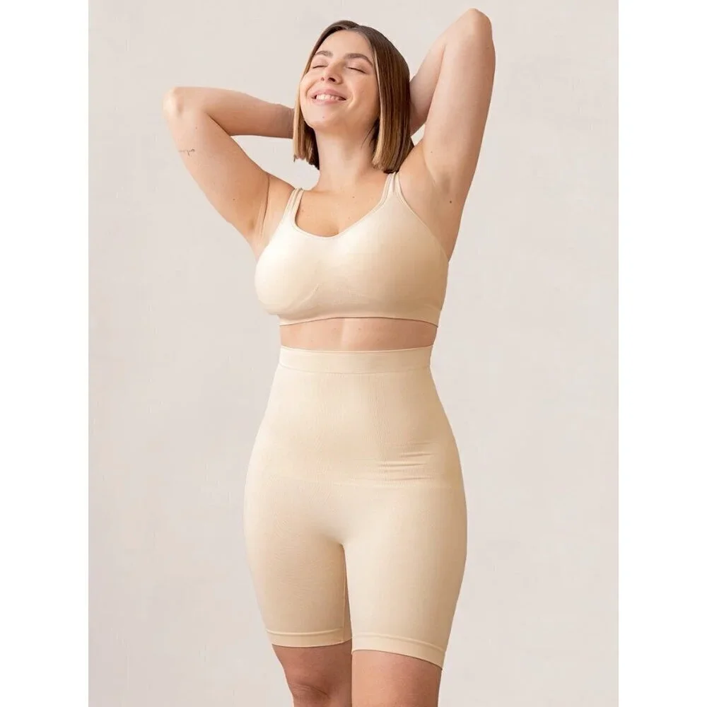 Shapermint Empetua High Waisted Shaper Shorts Sz Medium LG Nude Shapewear 55021